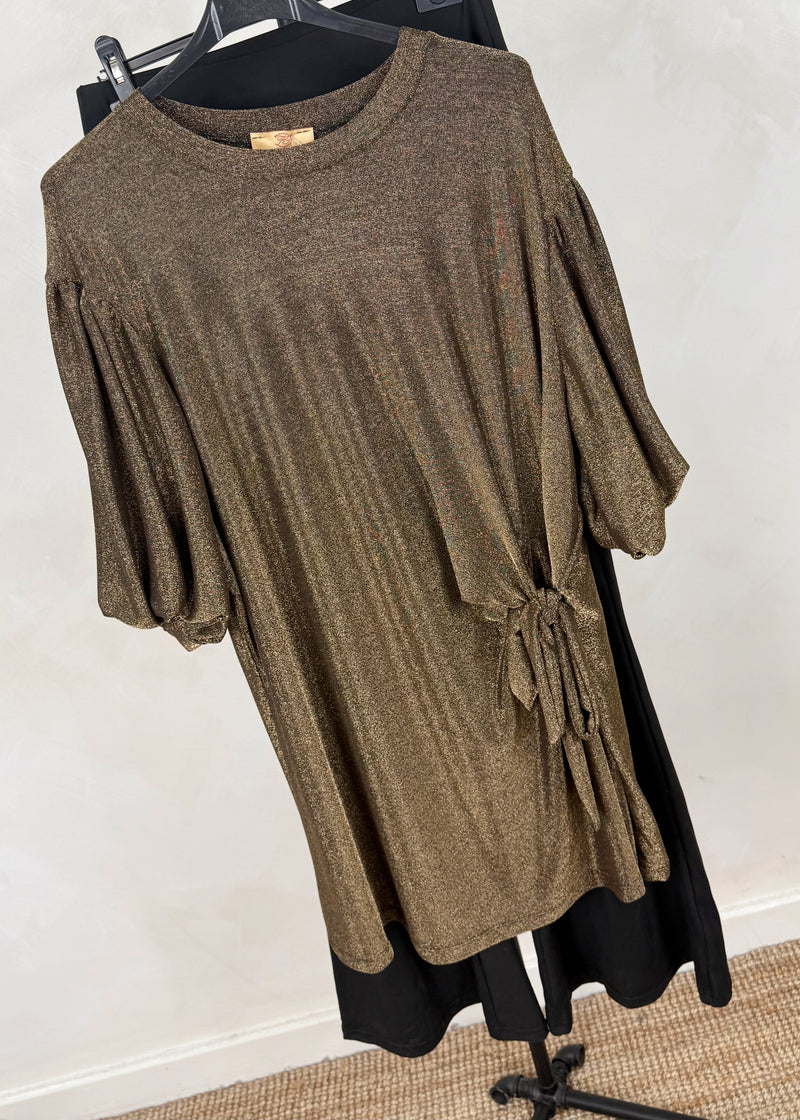 Glitz tie top - gold-The Style Attic