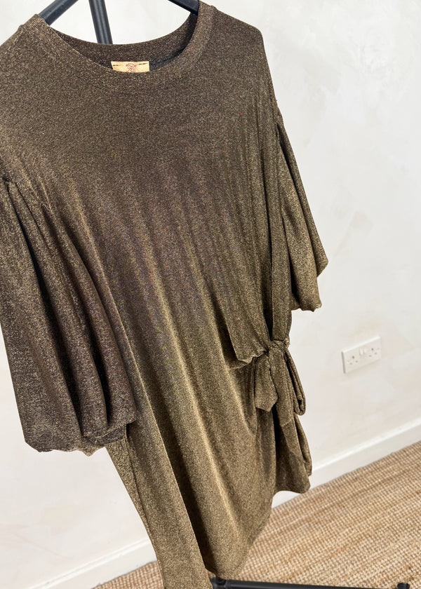 Glitz tie top - gold-The Style Attic