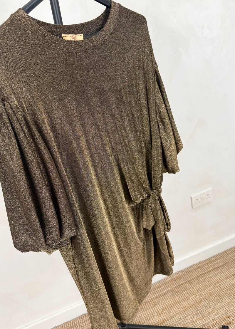 Glitz tie top - gold-The Style Attic