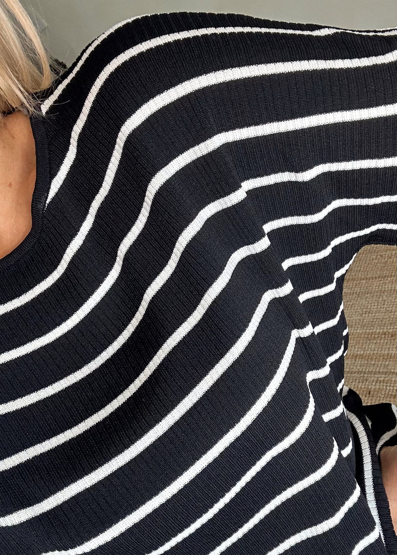 Grace striped tee - black-The Style Attic