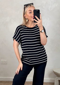 Grace striped tee - black-The Style Attic