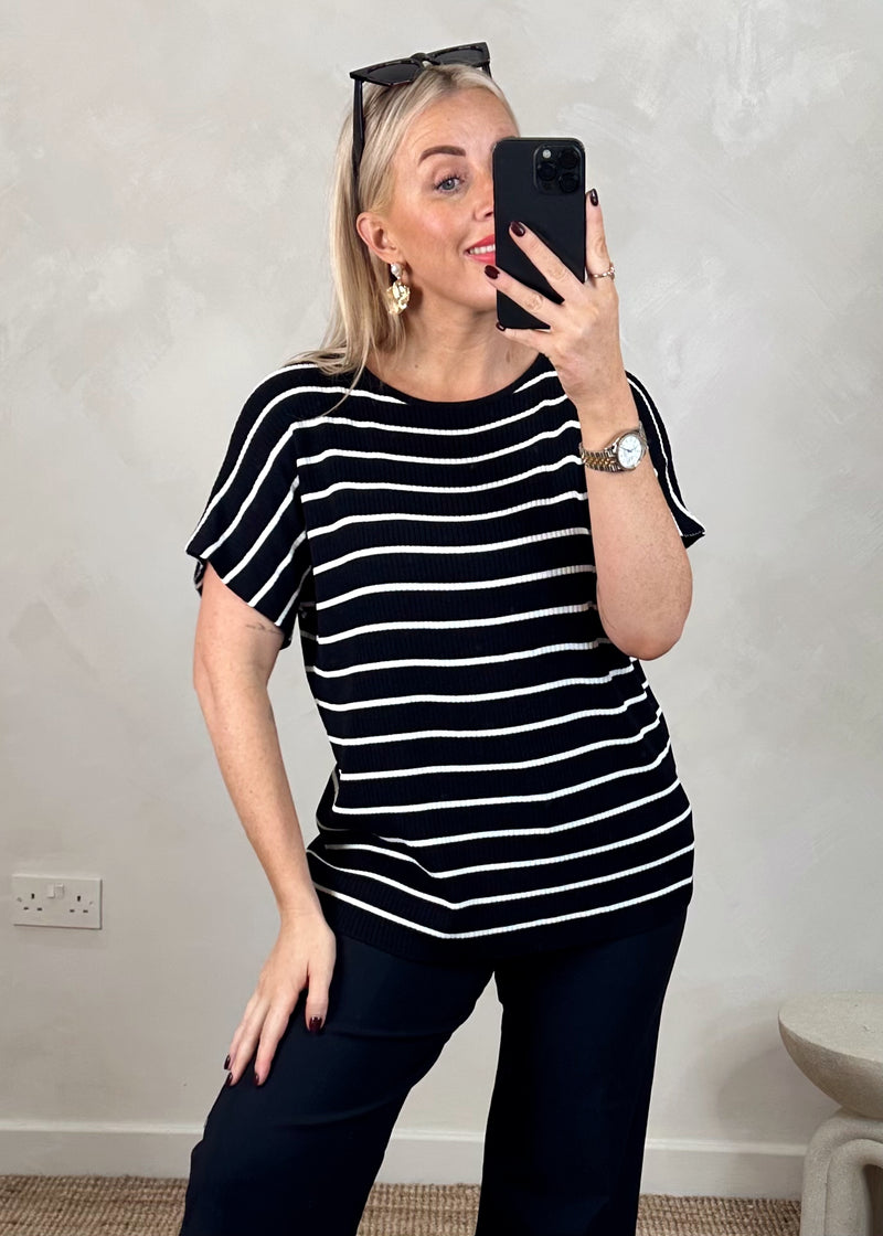 Grace striped tee - black-The Style Attic