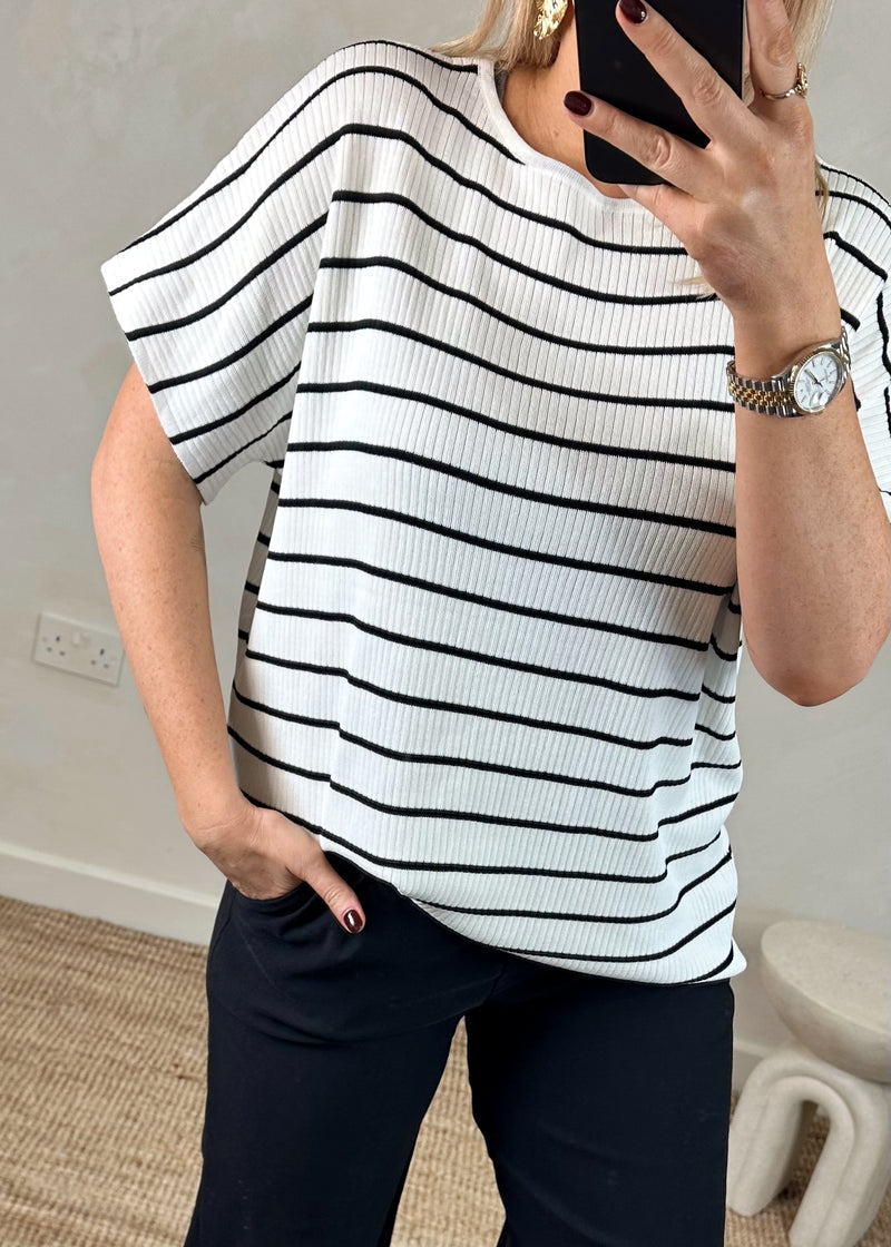 Grace striped tee - cream-The Style Attic