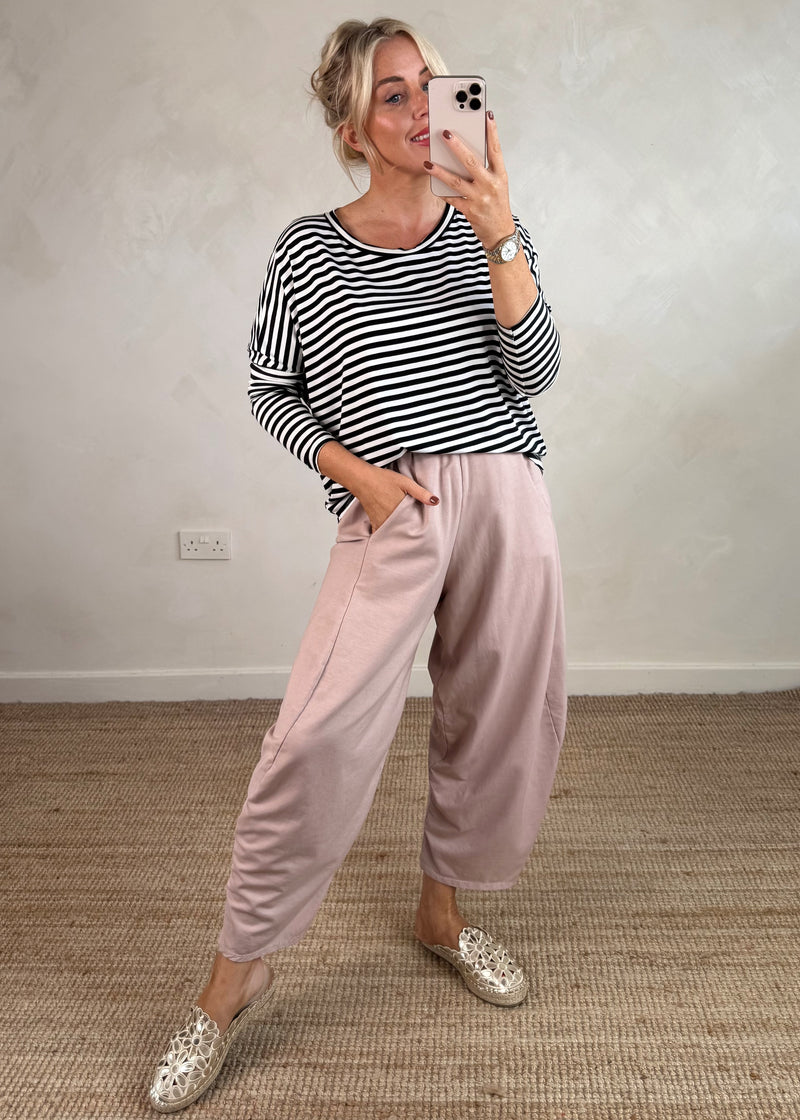 Gracie striped Tee - black-The Style Attic
