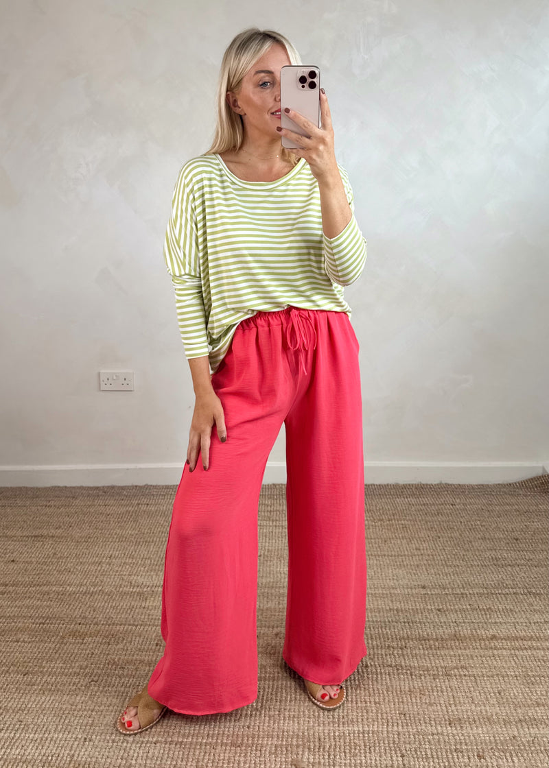 Gracie striped Tee - lime-The Style Attic