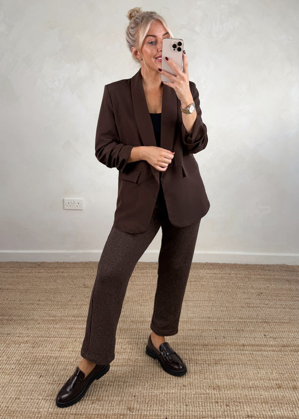 Gretchen Blazer - chocolate-The Style Attic