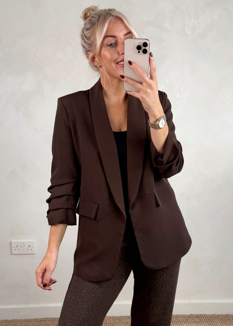 Gretchen Blazer - chocolate-The Style Attic