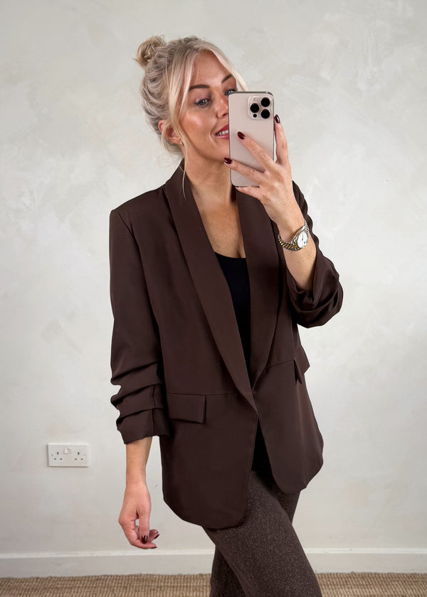 Gretchen Blazer - chocolate-The Style Attic