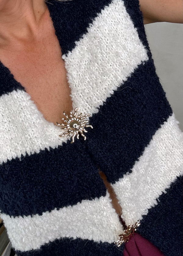 Hal striped sun knit - navy/cream-The Style Attic