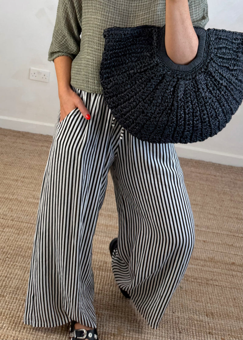 Half moon straw bag - black-The Style Attic