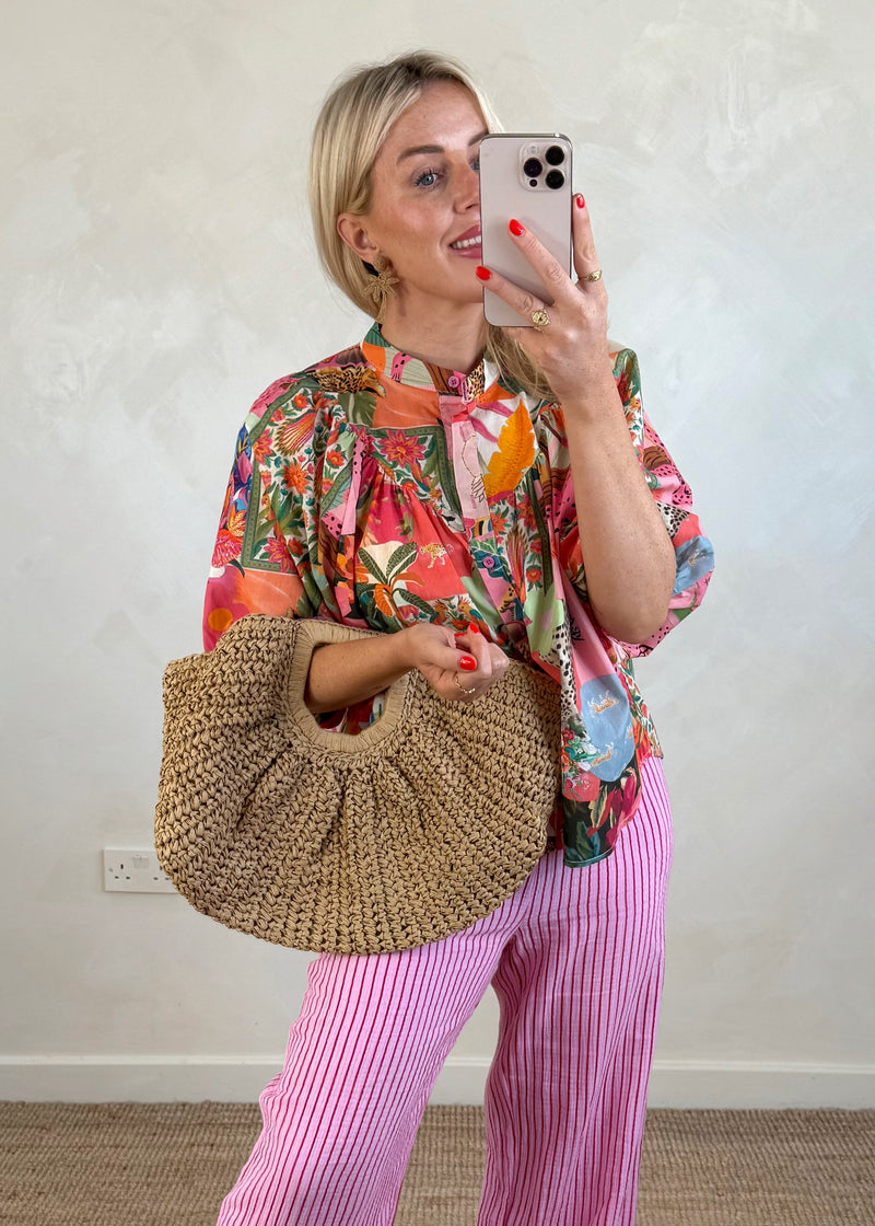 Half moon straw bag - natural-The Style Attic