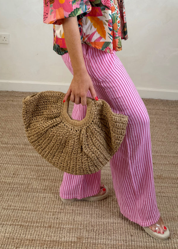 Half moon straw bag - natural-The Style Attic