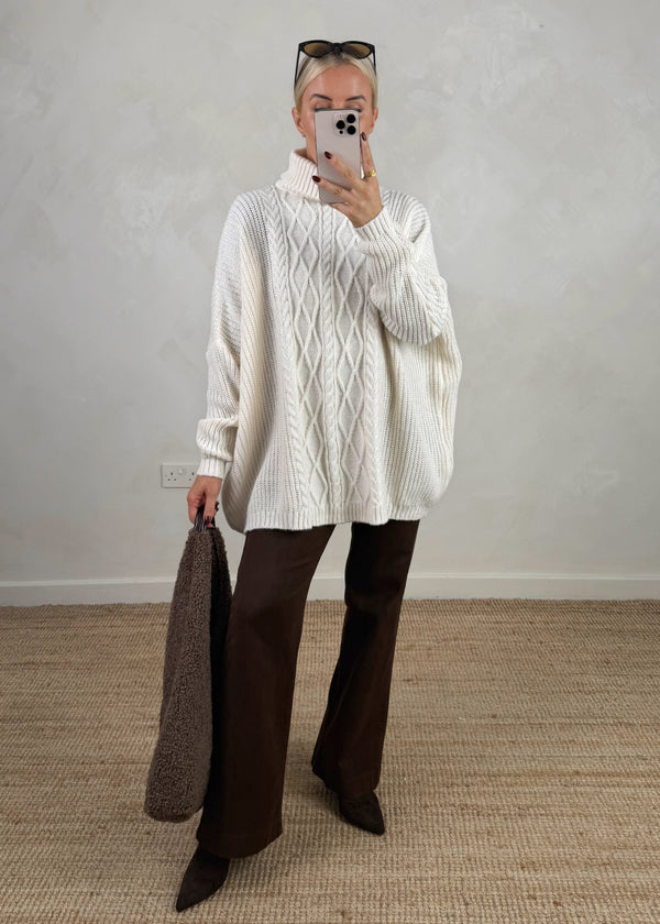 Halle cable knit - cream-The Style Attic