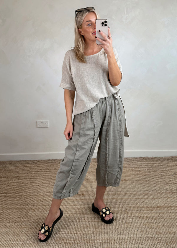 Hannah linen blend top - bone-The Style Attic
