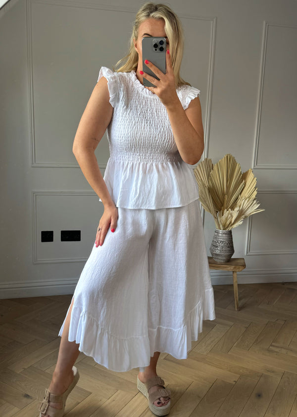 Hannah linen palazzo - white-The Style Attic