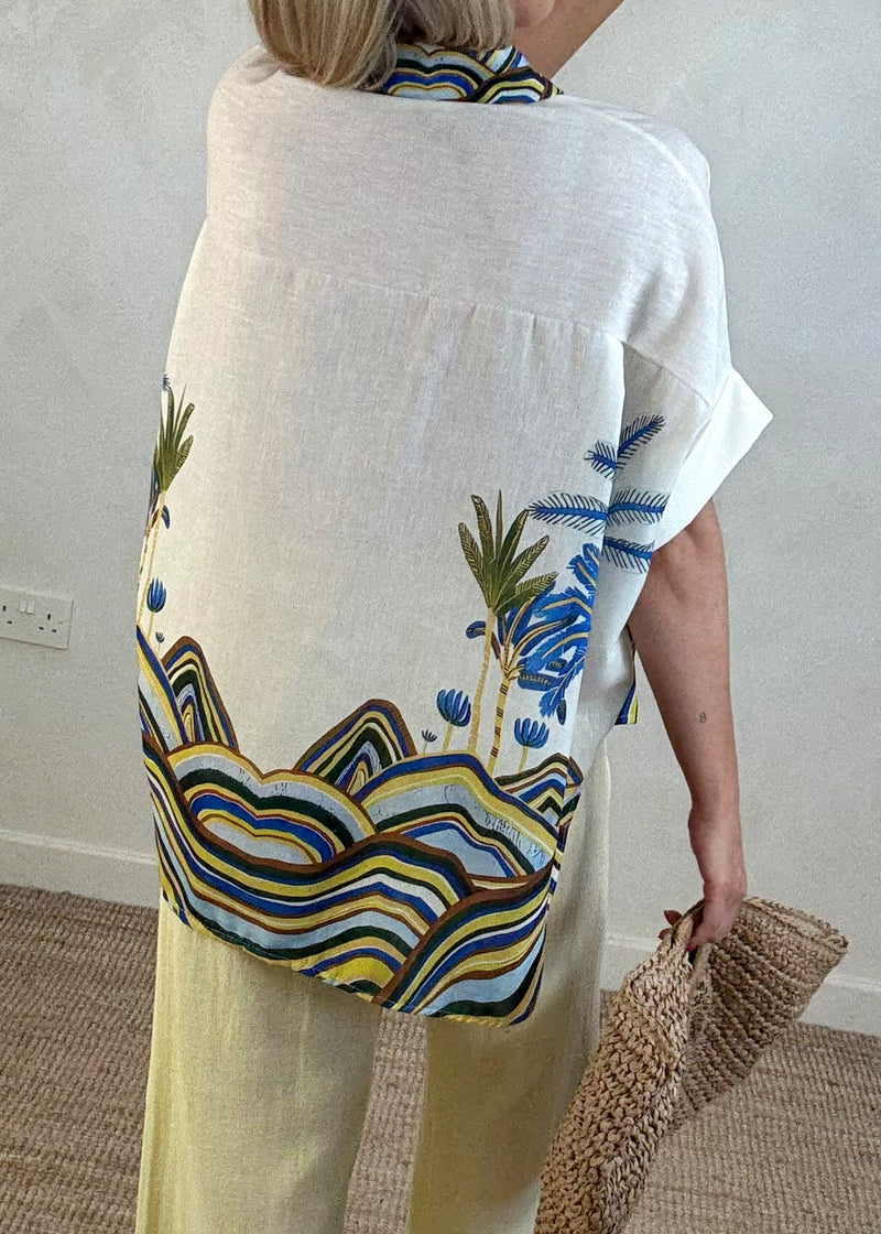 Happy days shirt - blue palms-The Style Attic