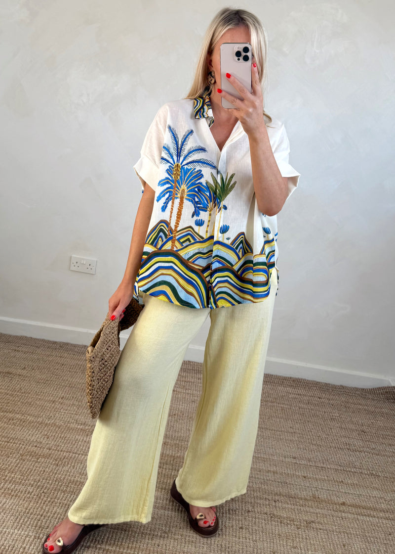 Happy days shirt - blue palms-The Style Attic