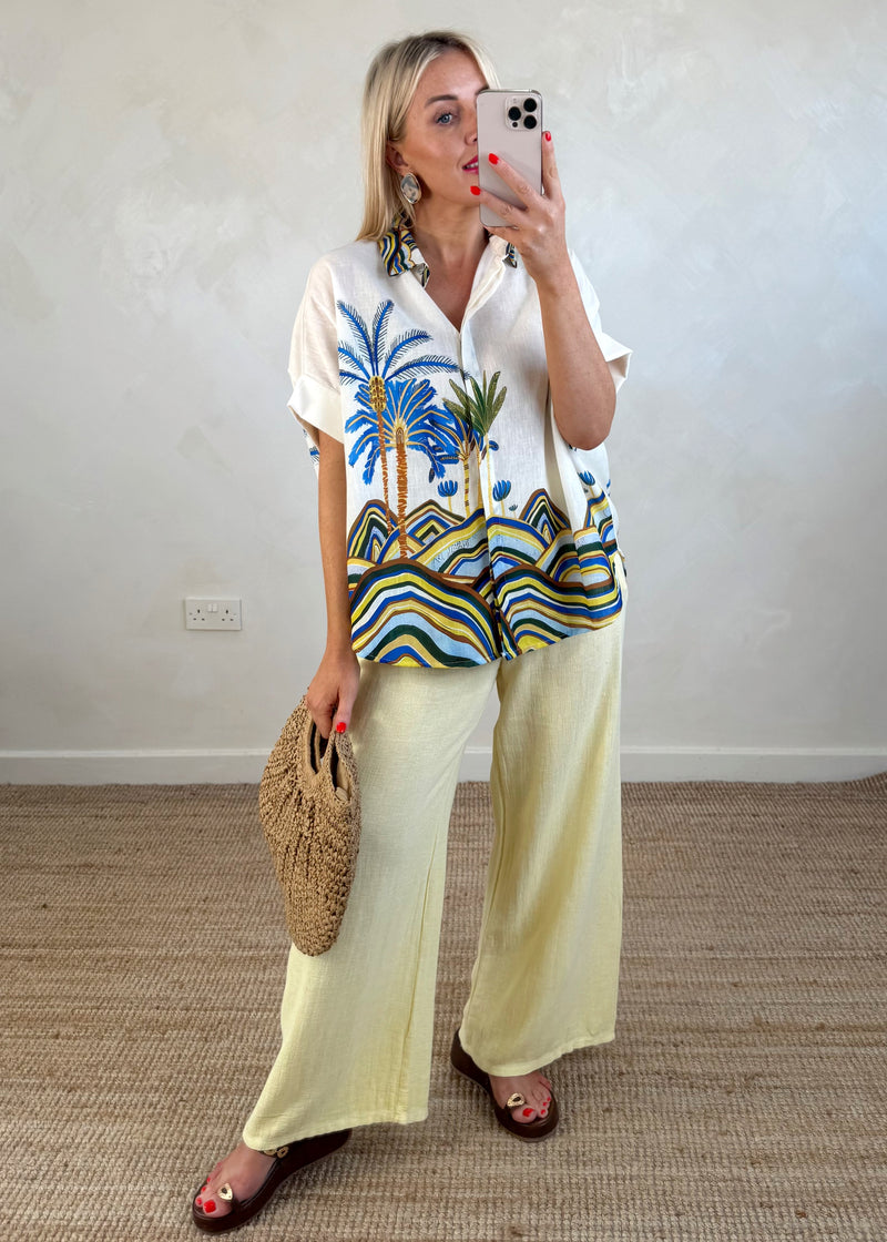 Happy days shirt - blue palms-The Style Attic