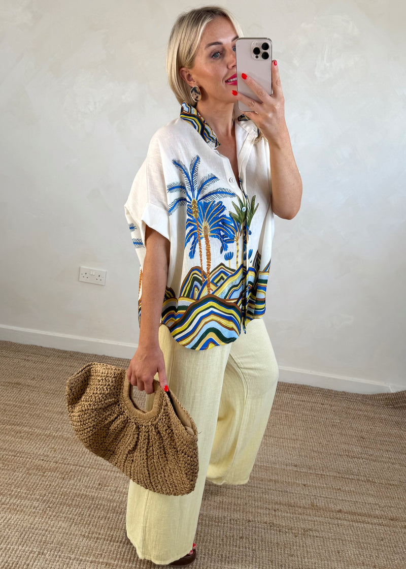 Happy days shirt - blue palms-The Style Attic