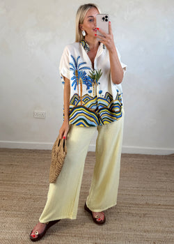 Happy days shirt - blue palms-The Style Attic