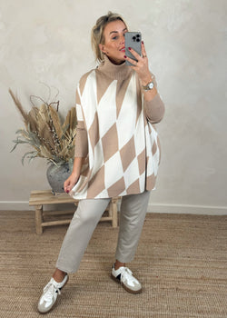 Harlequin knit - camel-The Style Attic