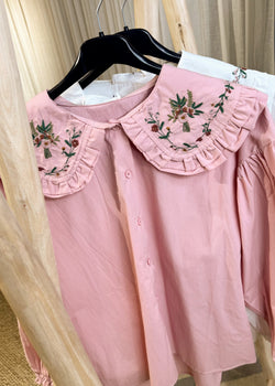 Harriet embroidered collar shirt - rose-The Style Attic