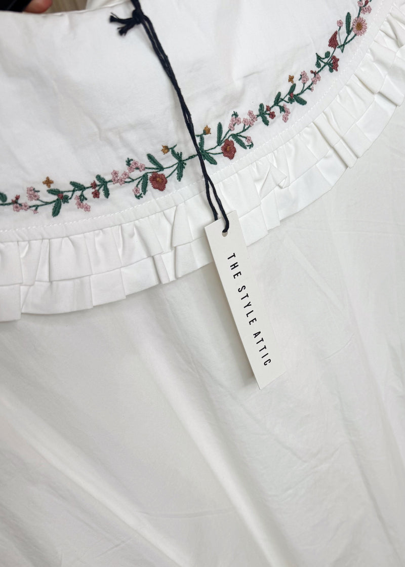 Harriet embroidered collar shirt - white-The Style Attic