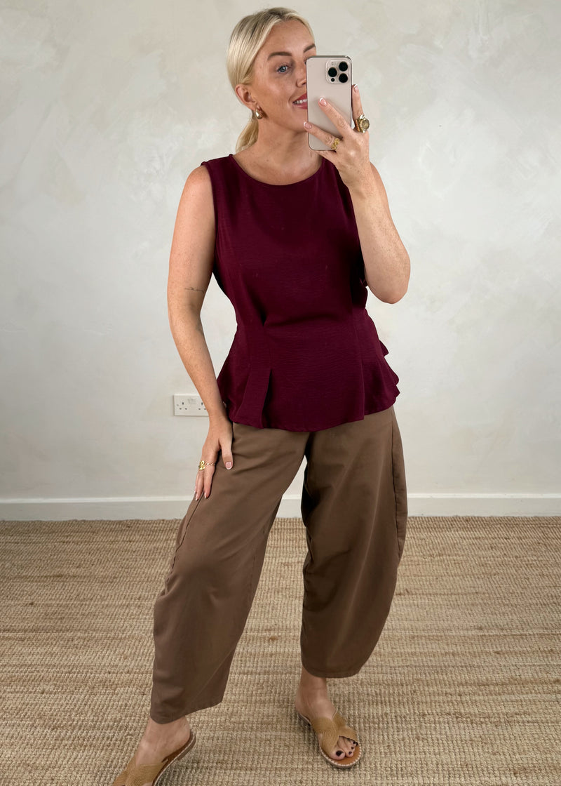 Harriet tie back top - Merlot-The Style Attic