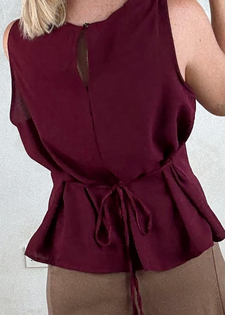 Harriet tie back top - Merlot-The Style Attic