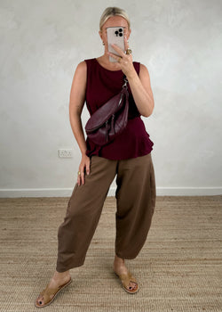 Harriet tie back top - Merlot-The Style Attic