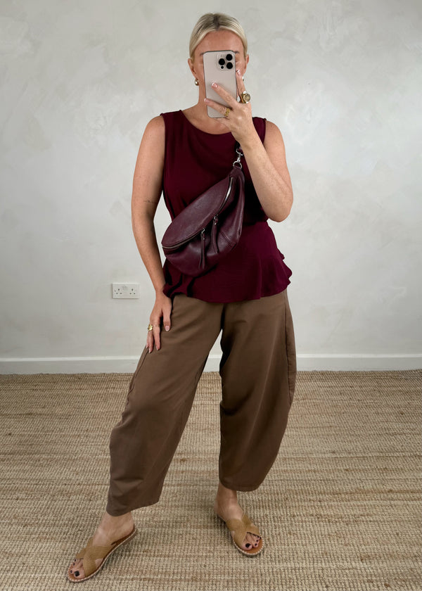 Harriet tie back top - Merlot-The Style Attic