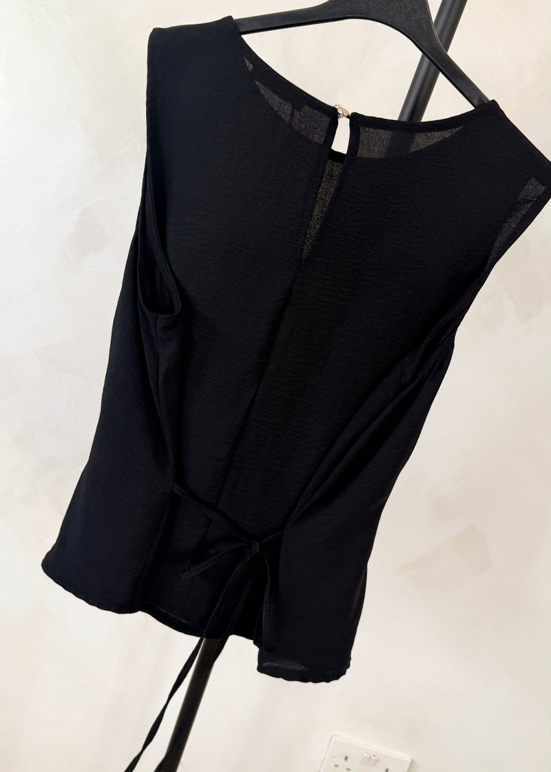 Harriet tie back top - black-The Style Attic