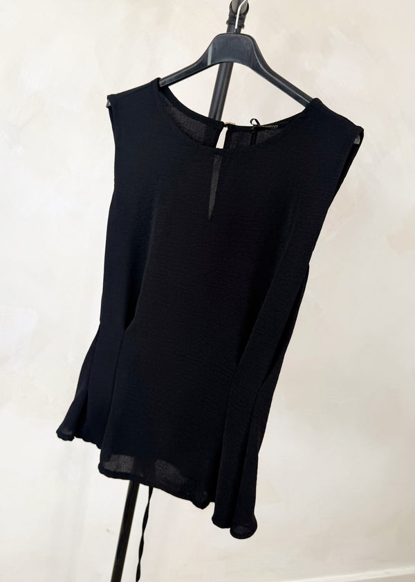 Harriet tie back top - black-The Style Attic