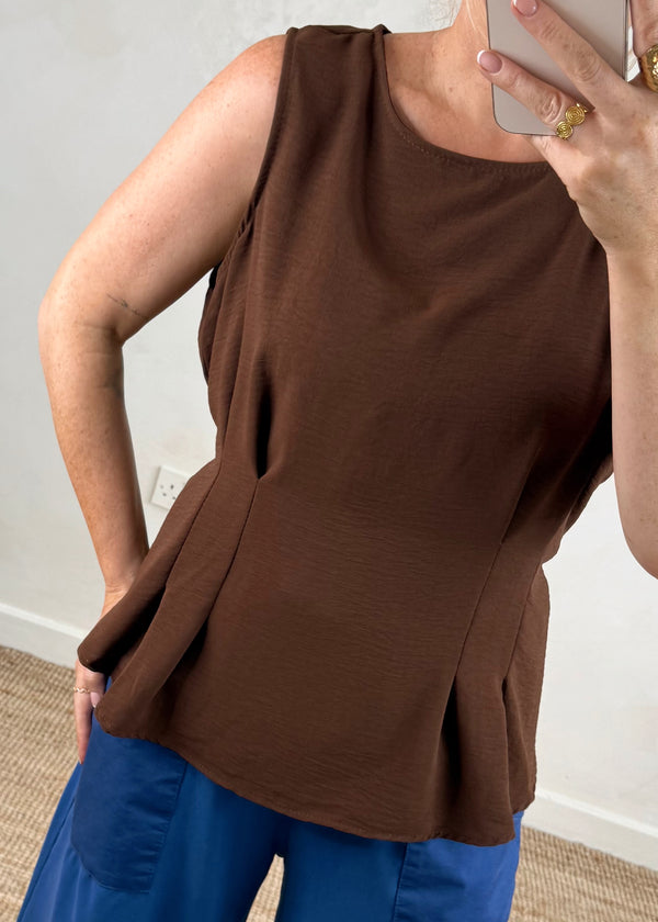 Harriet tie back top - chocolate-The Style Attic