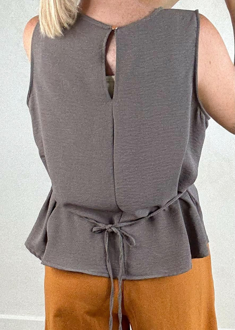 Harriet tie back top - mist grey-The Style Attic