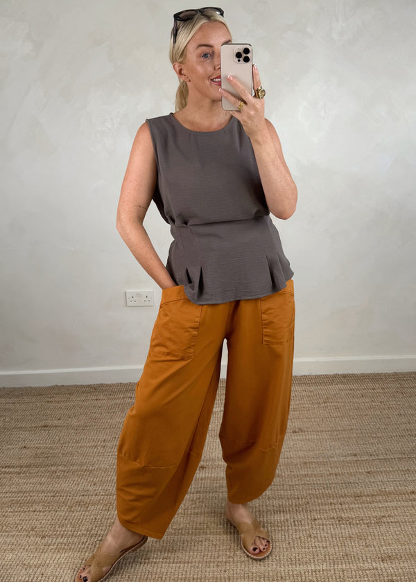 Harriet tie back top - mist grey-The Style Attic