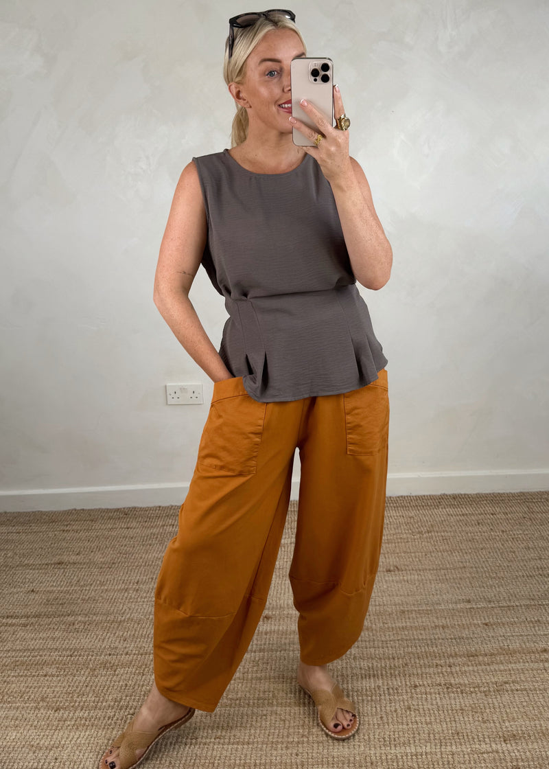 Harriet tie back top - mist grey-The Style Attic