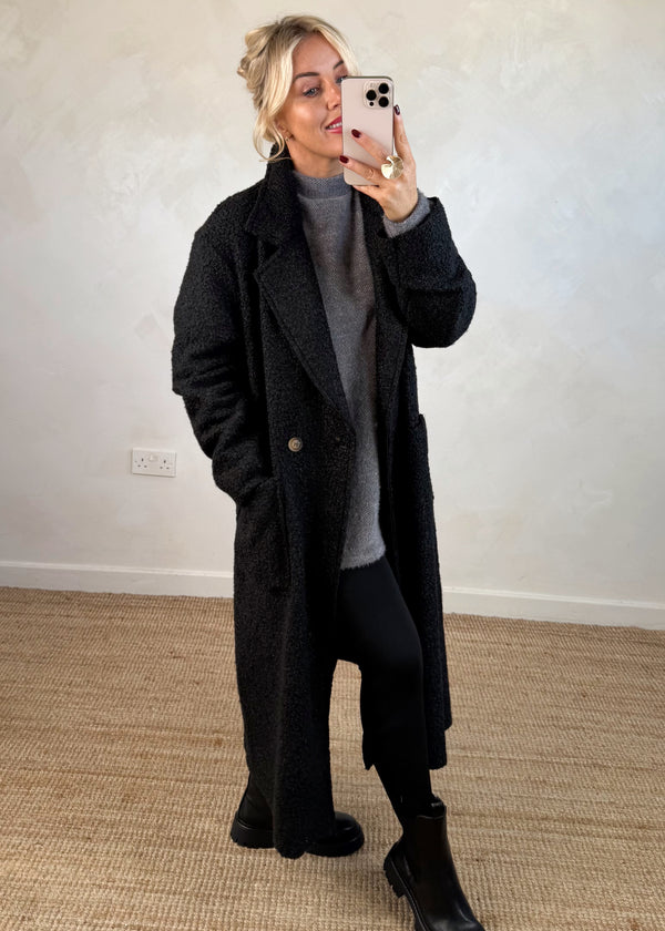 Hayley boucle coat - black-The Style Attic
