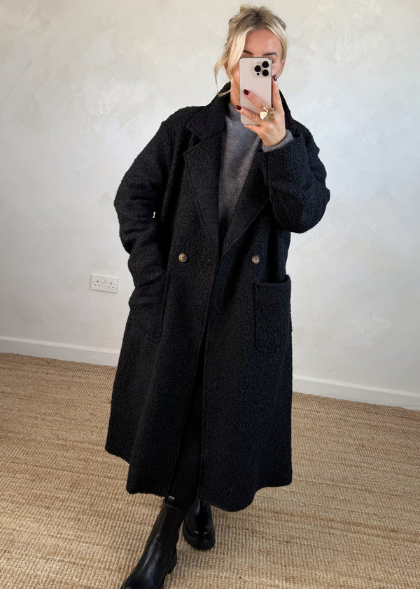 Hayley boucle coat - black-The Style Attic