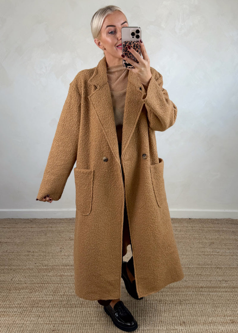 Hayley boucle coat - camel-The Style Attic