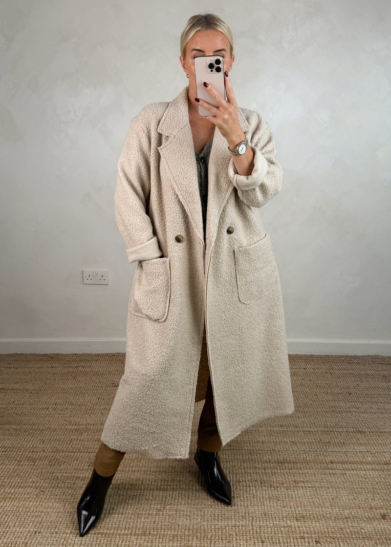 Hayley boucle coat - cream-The Style Attic