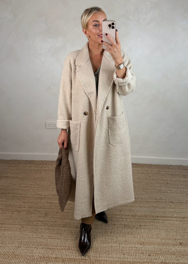 Hayley boucle coat - cream-The Style Attic