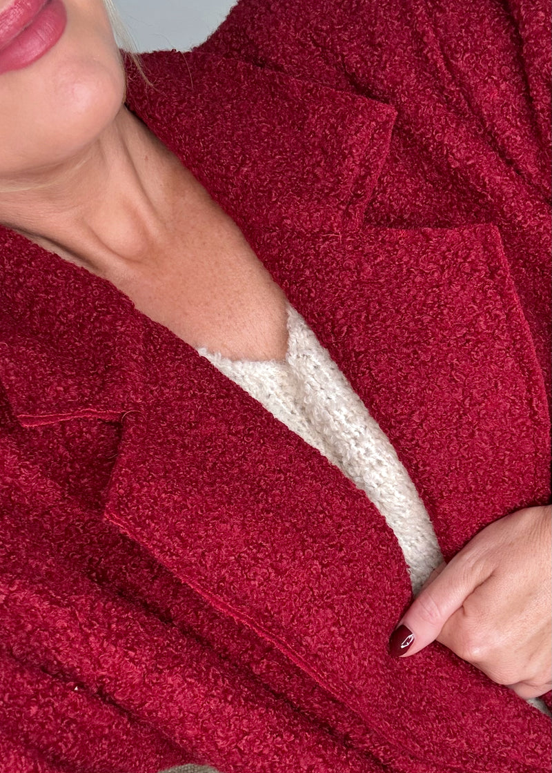 Hayley boucle coat - deep red-The Style Attic