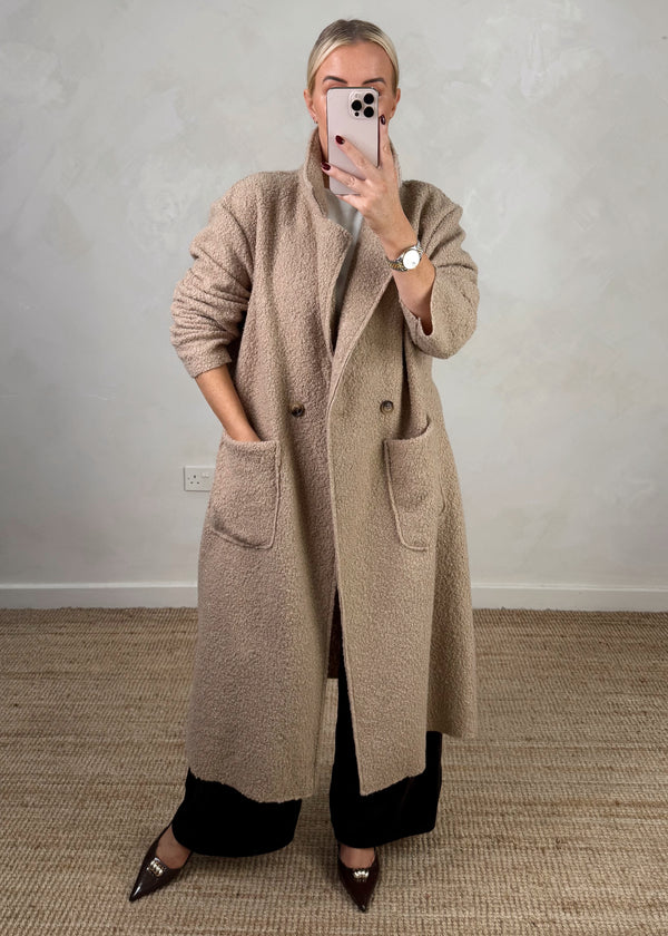 Hayley boucle coat - oatmeal-The Style Attic