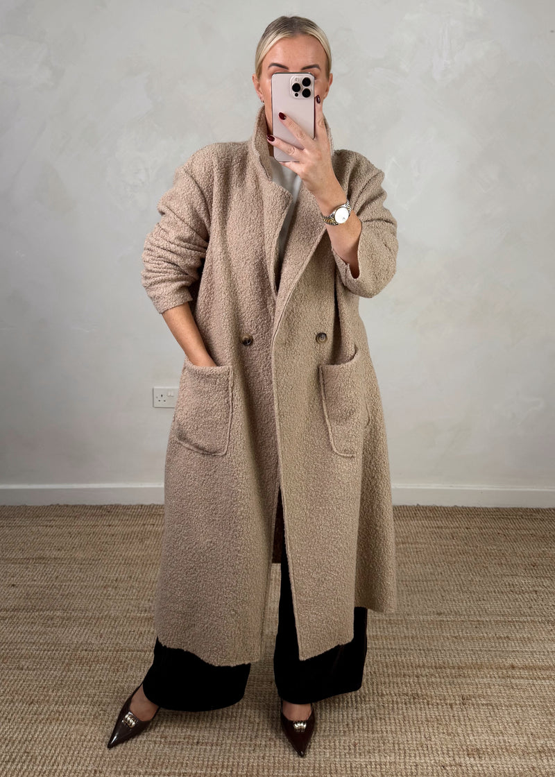 Hayley boucle coat - oatmeal-The Style Attic