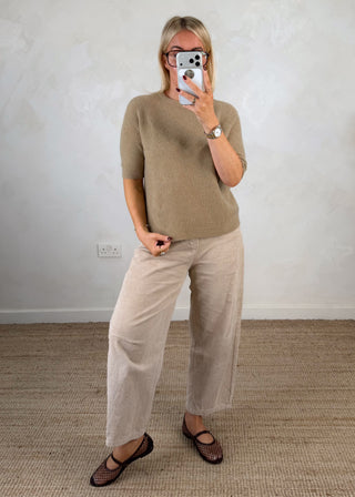 Hazel 3/4 sleeve knit - Camel-The Style Attic