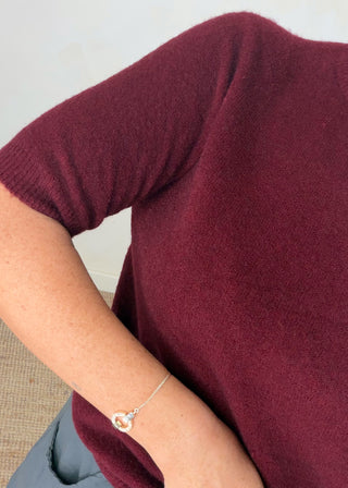 Hazel 3/4 sleeve knit - Merlot-The Style Attic