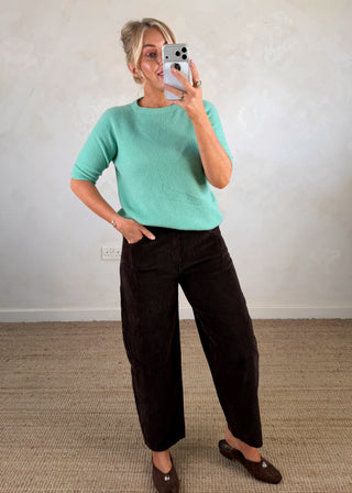 Hazel 3/4 sleeve knit - Mint-The Style Attic
