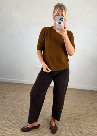 Hazel 3/4 sleeve knit - Nutmeg-The Style Attic