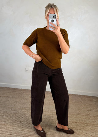 Hazel 3/4 sleeve knit - Nutmeg-The Style Attic